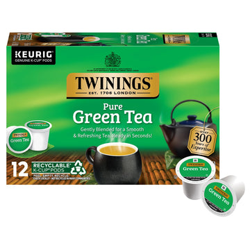 Twinings Pure Green Tea K-Cup Pods For Keurig, 12 Count (Pack Of 6), Smooth Flavour, Enticing Aroma, Caffeinated, Enjoy Hot Or I