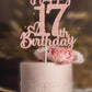 veegood 17th Birthday Cake Topper - Rose Gold Glitter Cardstock Decoration for Men & Women