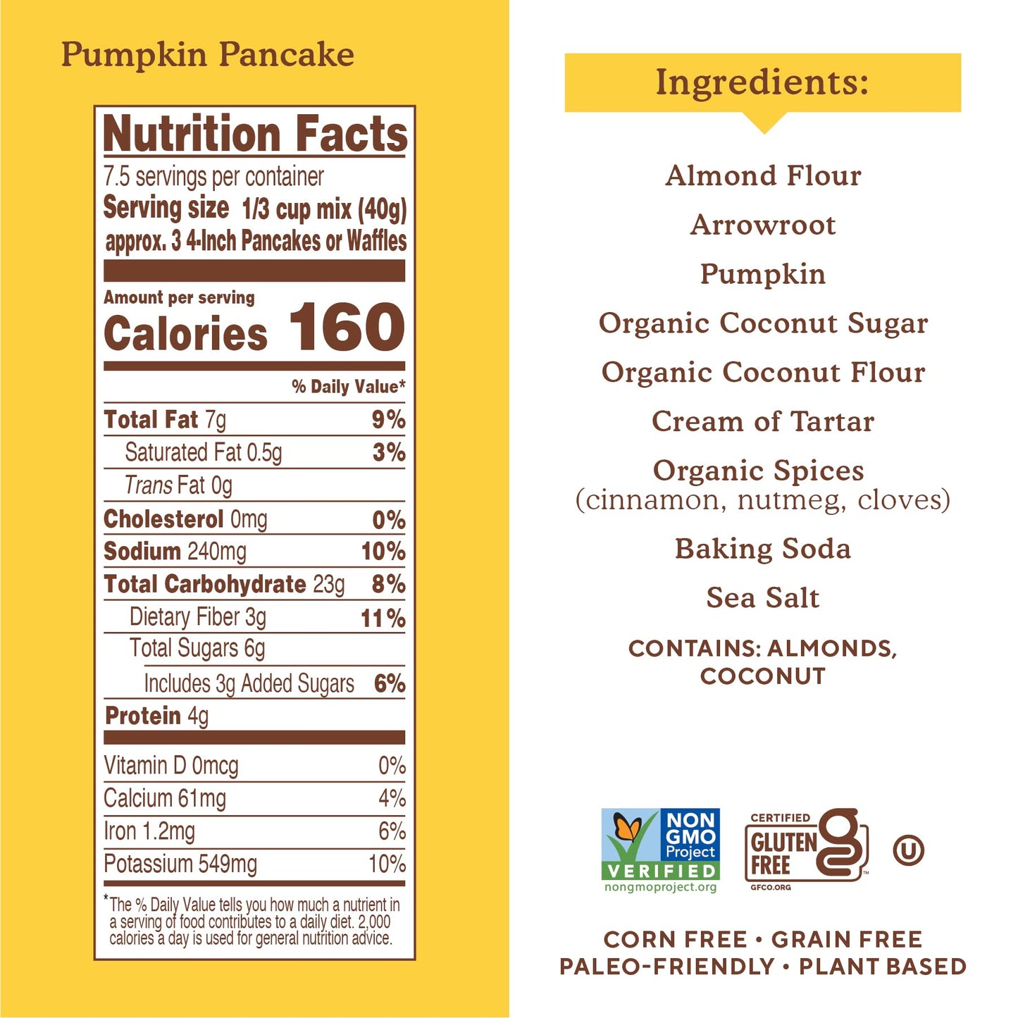 Simple Mills Almond Flour Pancake & Waffle Mix, Pumpkin, Gluten Free, Plant Based, 10.7 Ounce