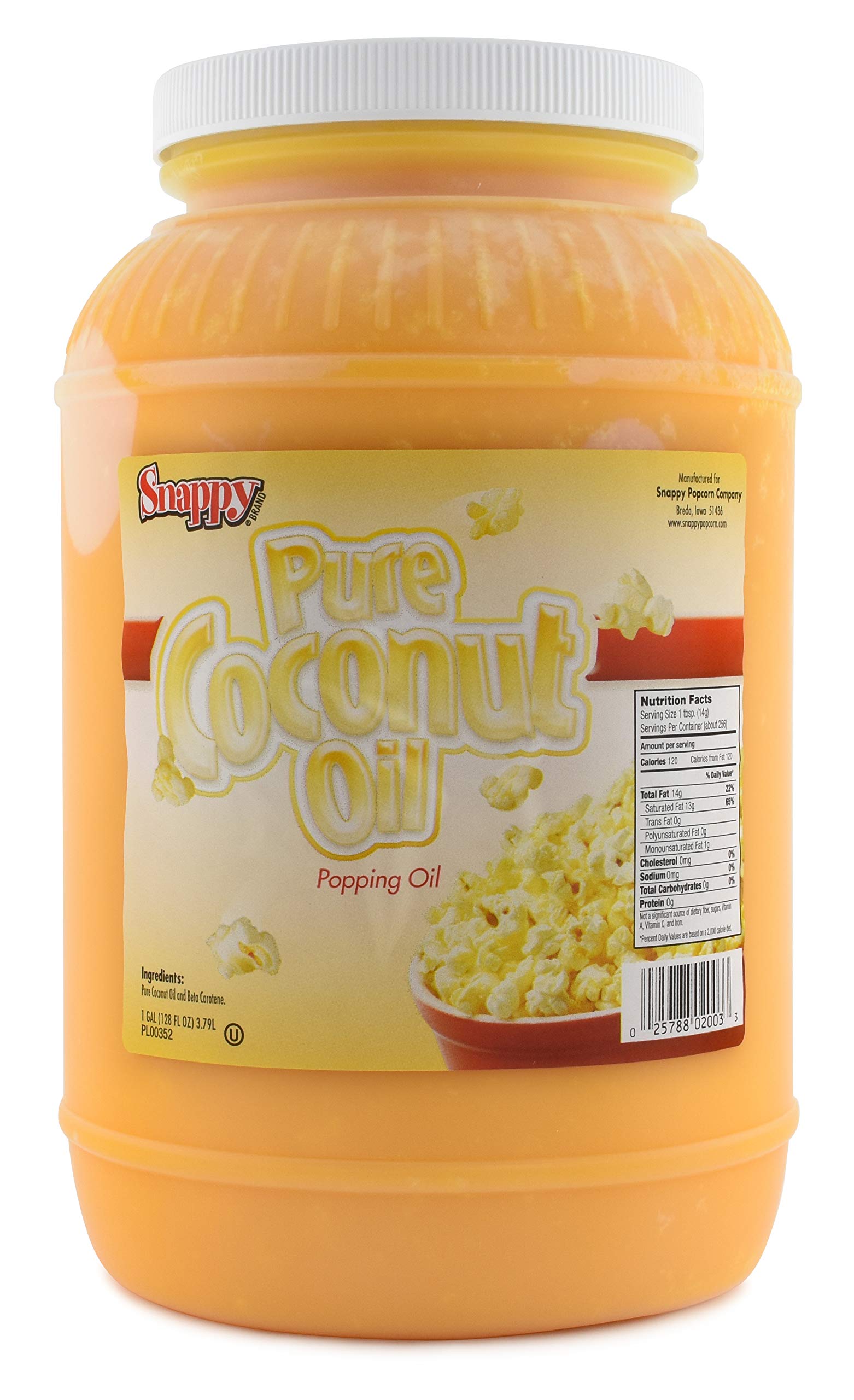 Snappy Popcorn Colored Coconut Oil  1 Gallon 128 Fl Oz (Pack of 1)