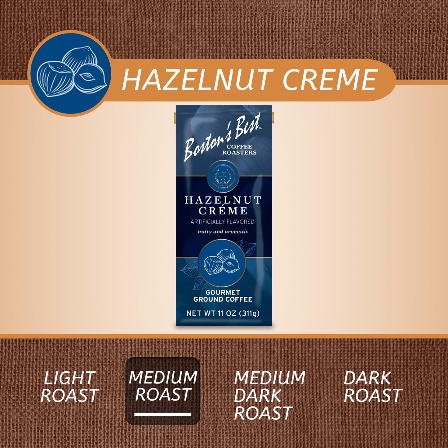 Hazelnut Creme Ground Gourmet Coffee By Bostons Best For - 12 Oz Coffee