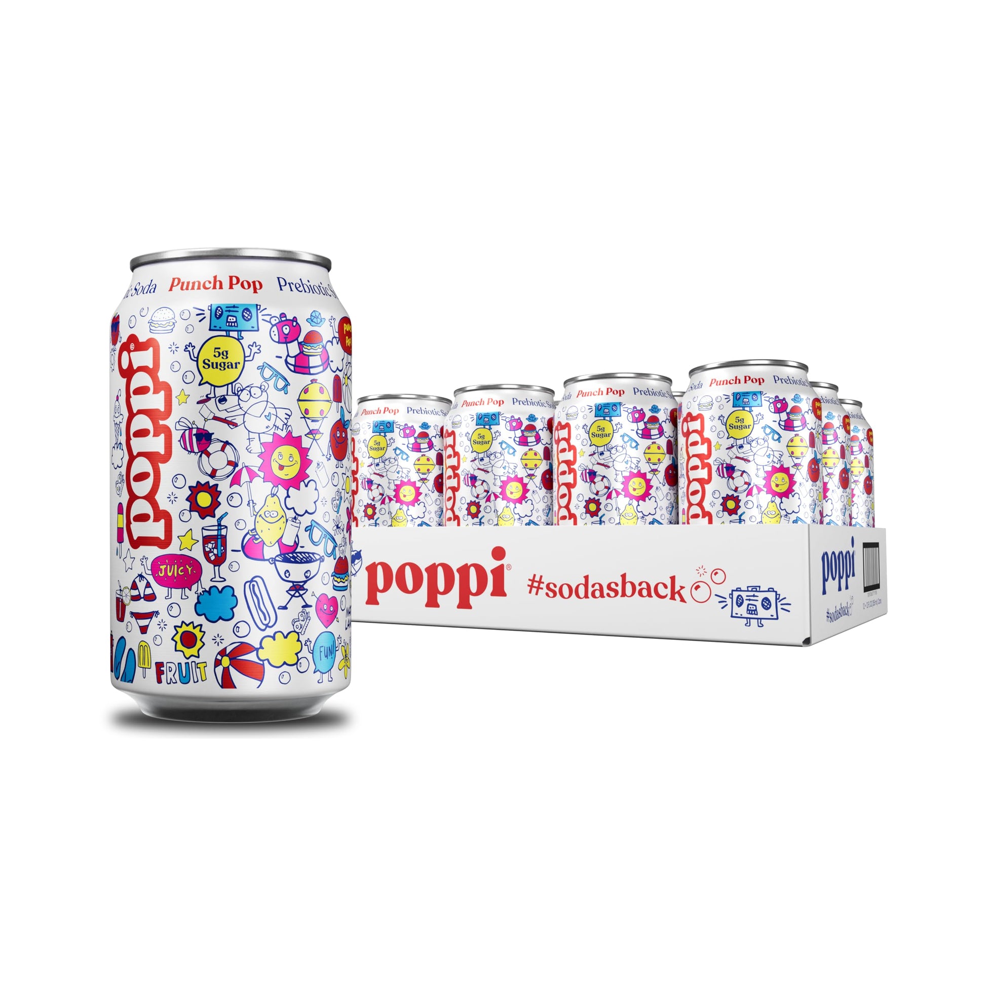 Poppi Sparkling Prebiotic Soda with Apple Cider Vinegar, Seltzer Water & Fruit Juice, 12 Fl Oz, Pack of 12