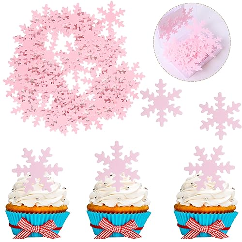 50 Pcs Edible Snowflake Cupcake Toppers Winter Frozen Snowflake Cake Picks Decorations For Snowflake Theme Winter Wonderland Bab