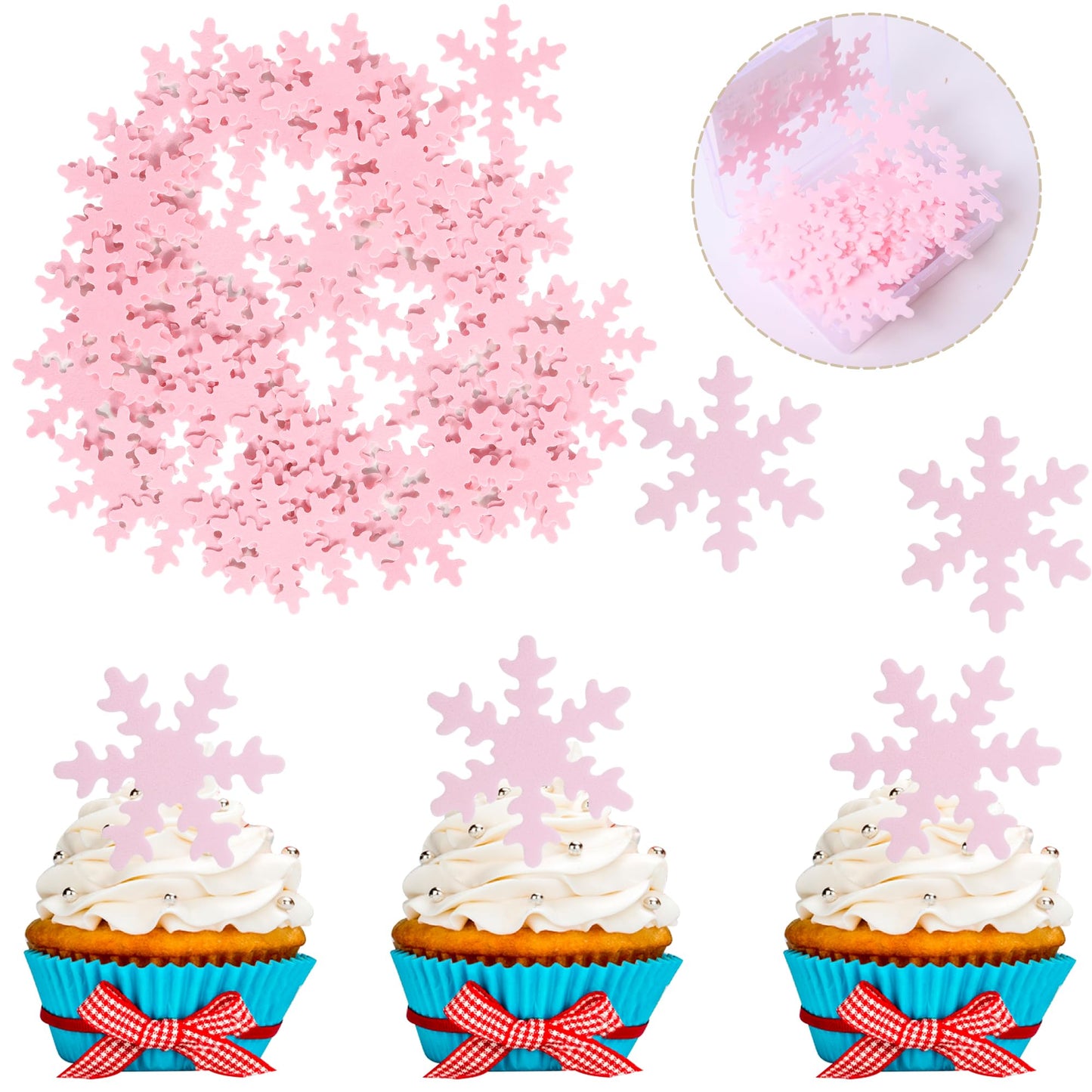 50 Pcs Edible Snowflake Cupcake Toppers Winter Frozen Snowflake Cake Picks Decorations For Snowflake Theme Winter Wonderland Bab