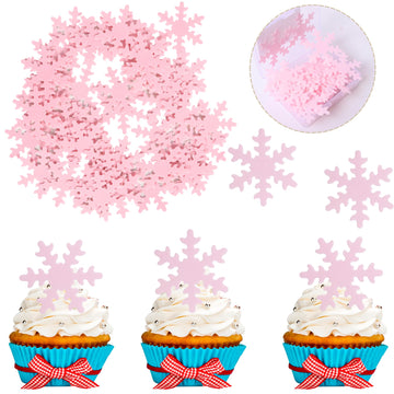 50 Pcs Edible Snowflake Cupcake Toppers Winter Frozen Snowflake Cake Picks Decorations For Snowflake Theme Winter Wonderland Bab