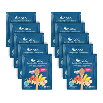 Amara Organic Baby Food - Stage 3 - Ancient Grain - Baby Cereal to Mix With Breastmilk, Water or Baby Formula - Shelf Stable Baby Food Pouches Made from Organic Fruit and Veggies - 10 Pouches, 3.9oz Per Serving