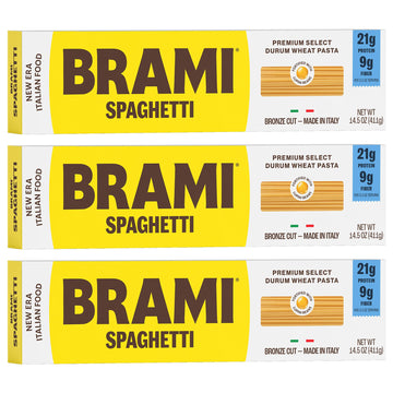 Brami Spaghetti Pasta | Low Carb | High Fiber | High Protein | Non-GMO | Keto | Made in Italy | Dry Pasta | Semolina Pasta | Fortified with Heart Healthy Lupini Beans | 14.5oz (Pack of 3)
