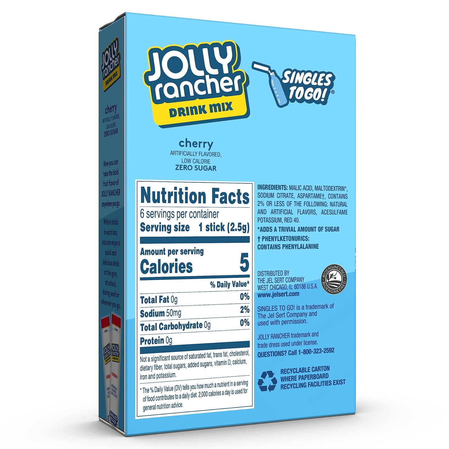 SINGLES TO GO! Jolly Rancher Drink Mix - Cherry Flavor - 12 Boxes with 6 Packets Each - 72 Total Servings - 0.57 Ounce per Pack -