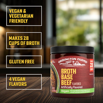 Orrington Farms Vegan Beef Flavored Broth Base, Bring Flavor To Your Favorite Soups & Stews, Gluten Free, Vegetarian Friendly, E