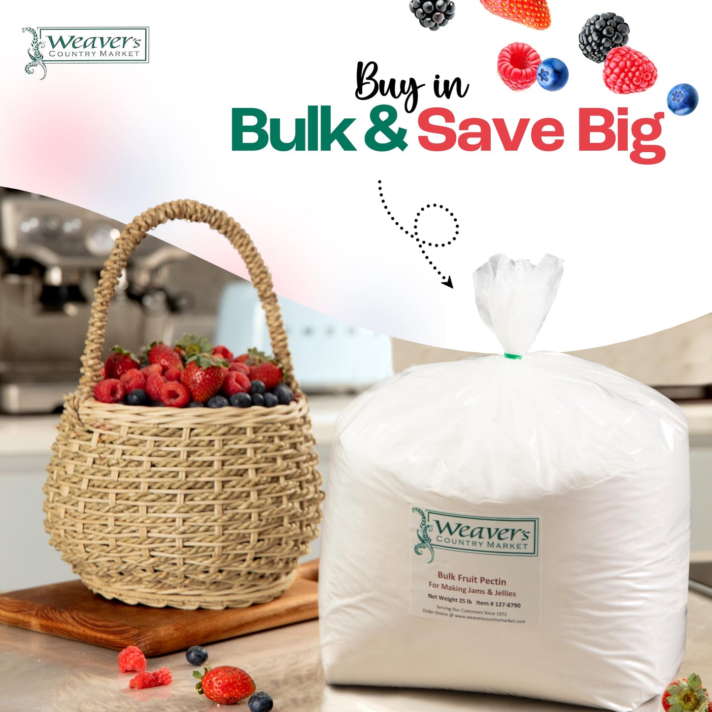 Weaver'S Country Market Bulk Fruit Pectin Powder For Jam And Jellies - Made In Usa Pectin For Canning Jelly, Cost Effective Pect