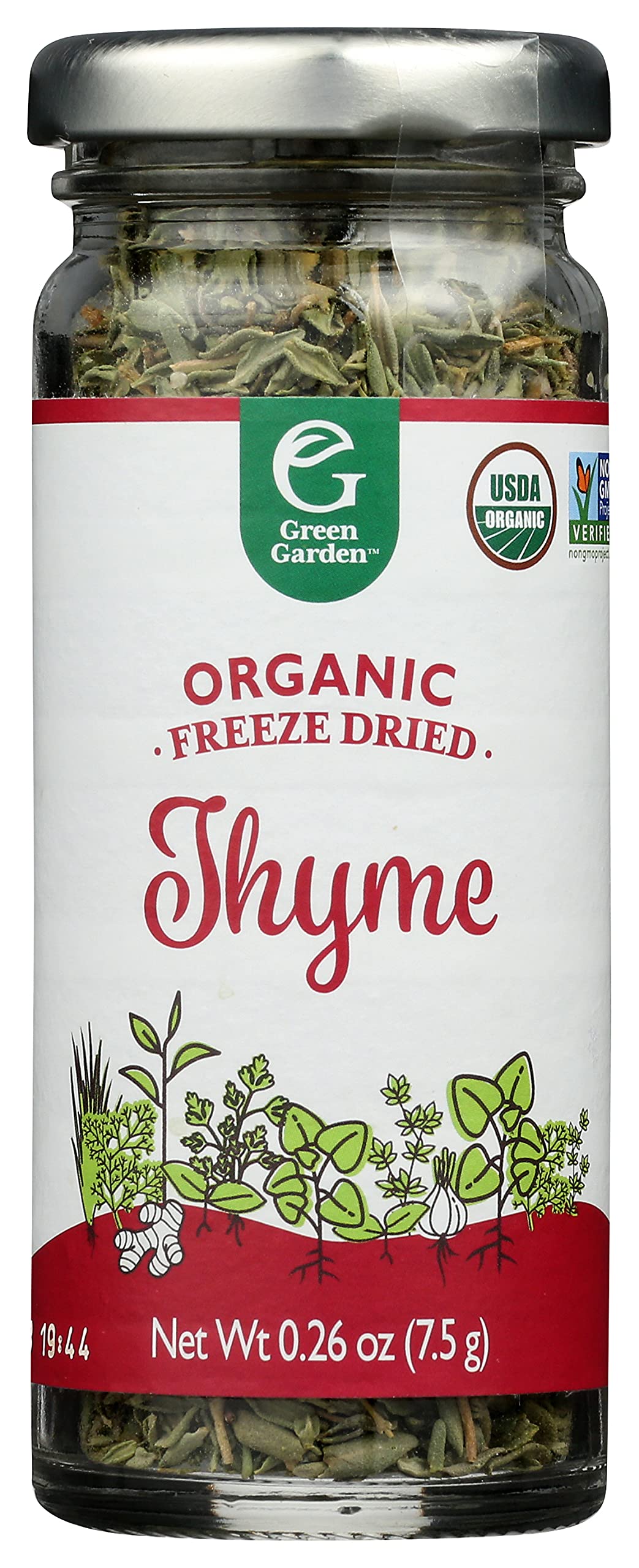 Green Garden Freeze-Dried Organic Thyme - Freeze Dried Organic Thyme Leaves and Thyme Sticks, Thyme Seasoning, Freeze Dried Leaf