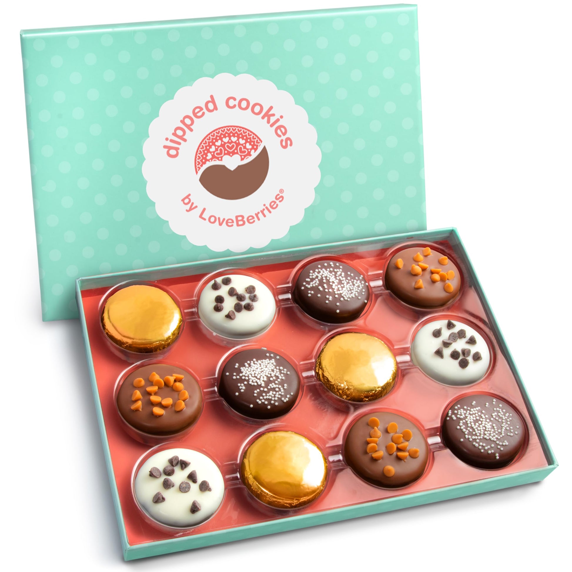 A Gift Inside Deluxe Chocolate Covered Oreos - 12 Piece Assortment - Milk, White, Dark