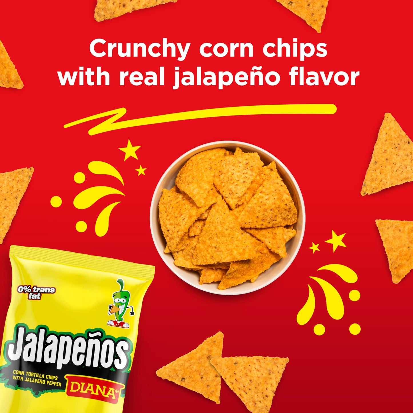 Diana Jalapeos Tortilla Chips, 3.84 Oz (Pack of 8)