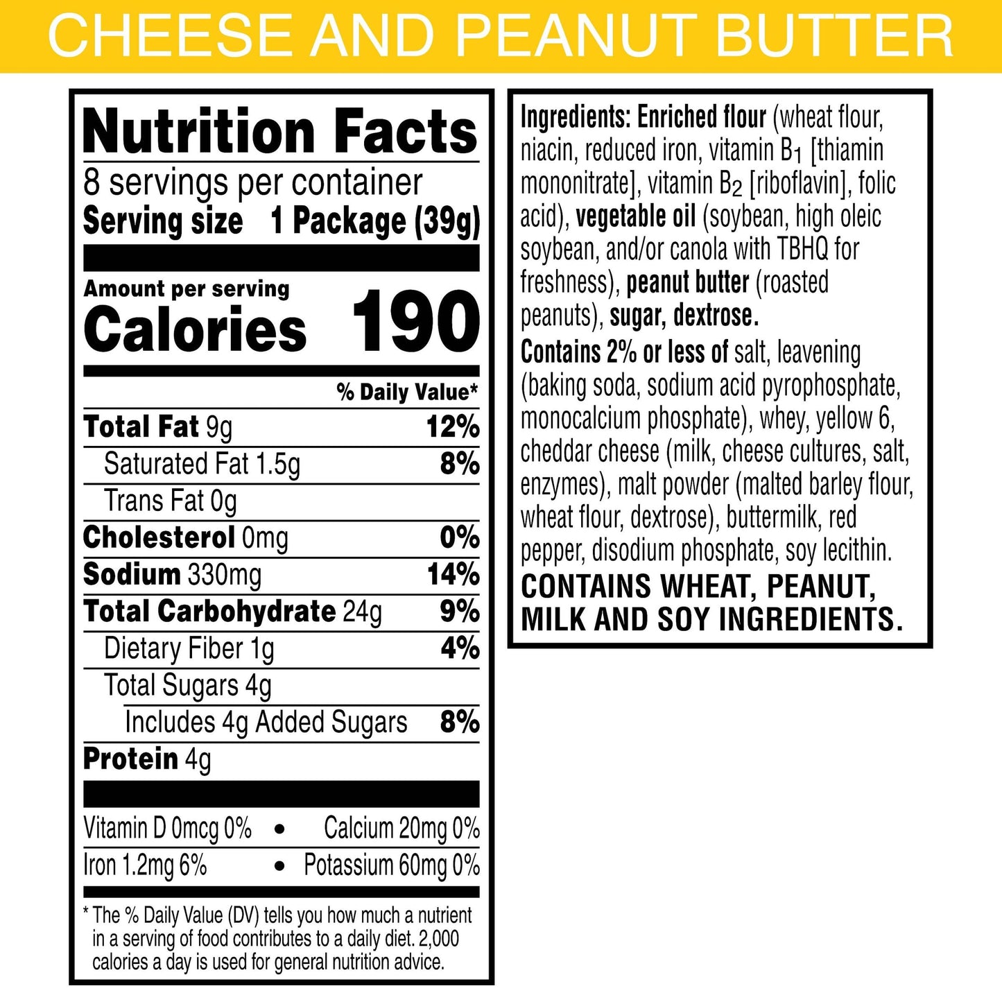Keebler Sandwich ers  Single Serve Snack ers  Lunch Snacks  Cheese and Peanut Butter  11oz Tray (8 Packs)