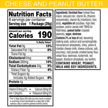 Keebler Sandwich ers  Single Serve Snack ers  Lunch Snacks  Cheese and Peanut Butter  11oz Tray (8 Packs)