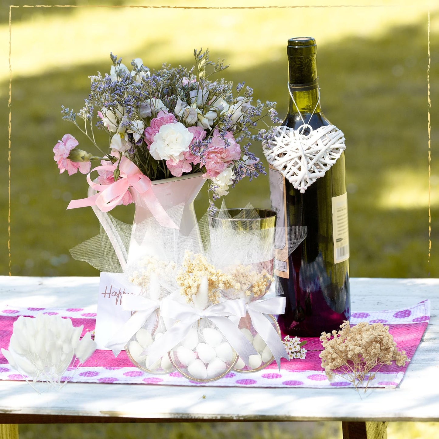 Misdary 50 Set Wedding Almond Candy Favors for Guests Include Ring and Tulle Bag DIY Marzipan Souvenirs for Engagement Bridal Sh
