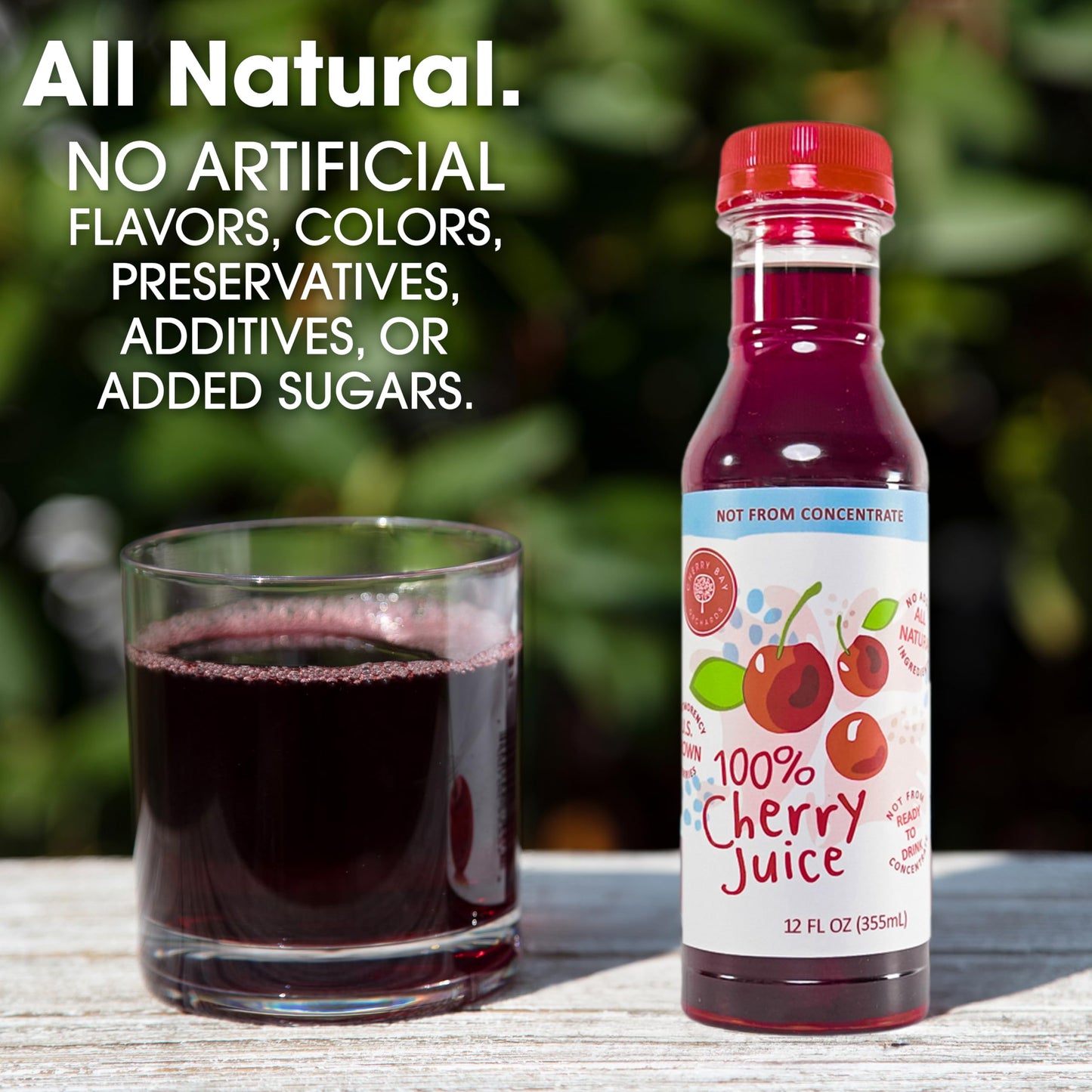 Cherry Bay Orchards Tart Cherry Juice - 100% All Natural, Gluten-Free, No Added Sugar - 12 Fl Oz Ready to Drink Bottle