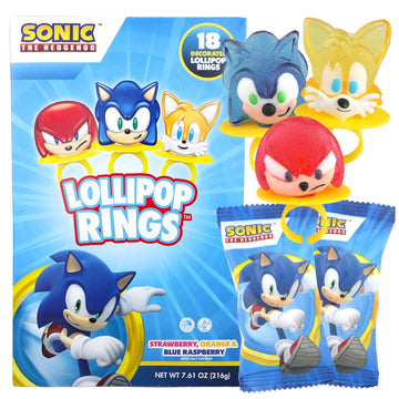 Imaginings 3 Sonic The Hedgehog Individually Wrapped Lollipop Rings, Knuckles And Tails Decorated Candy, Birthday Party Favors,