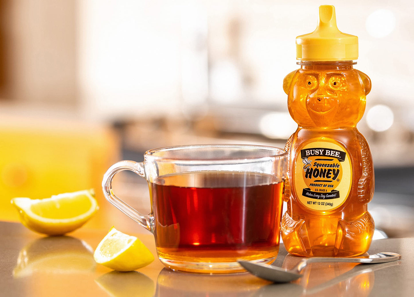 BUSY BEE Honey, Grade A Filtered, 12 Ounce (Pack of 3 Honey Bears)