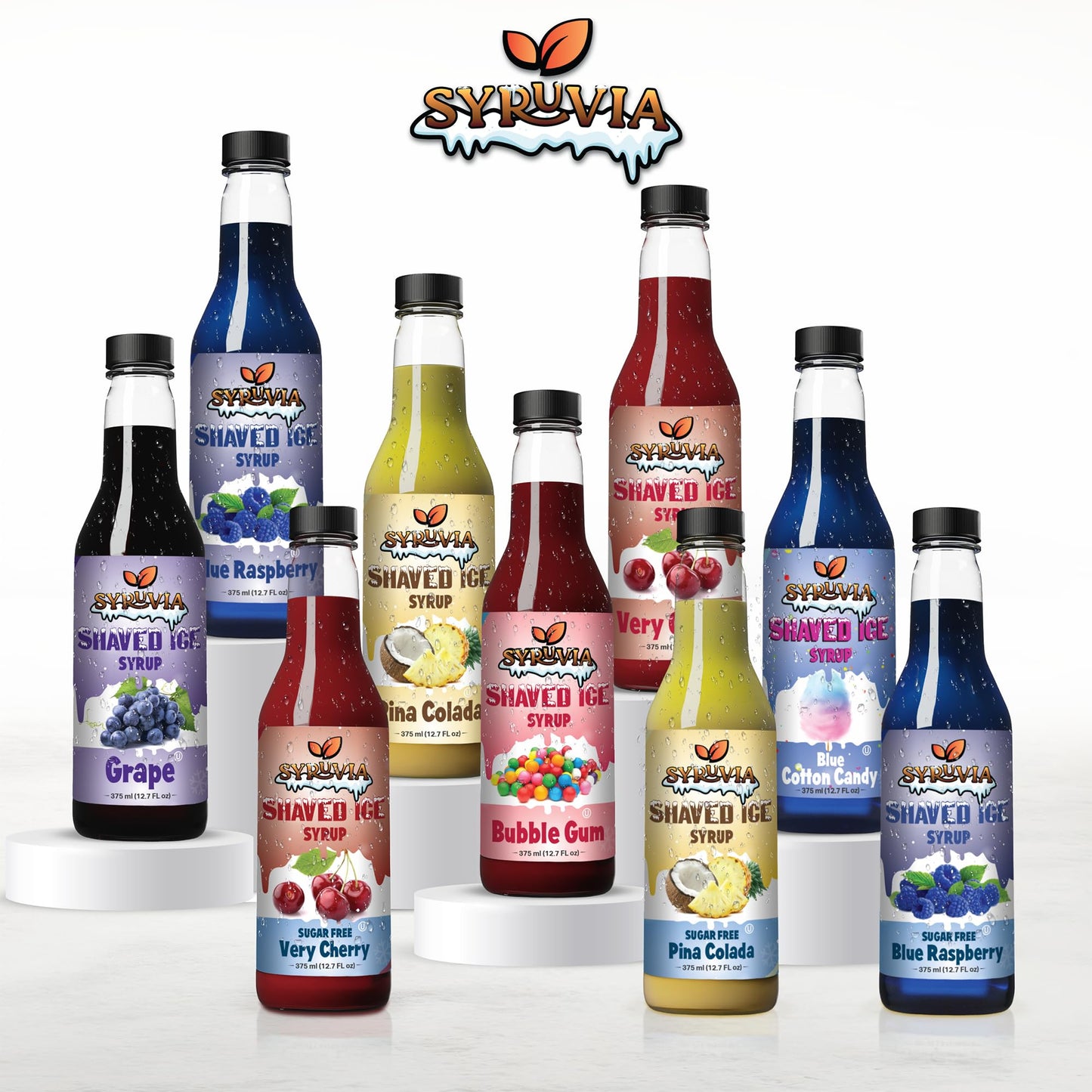 Syruvia Snow Cone Syrup 12.7oz - Strawberry Syrup For Shaved Ice  Snow Cones  Slushies  Italian Soda  Popsicles. Kosher  Dairy Free