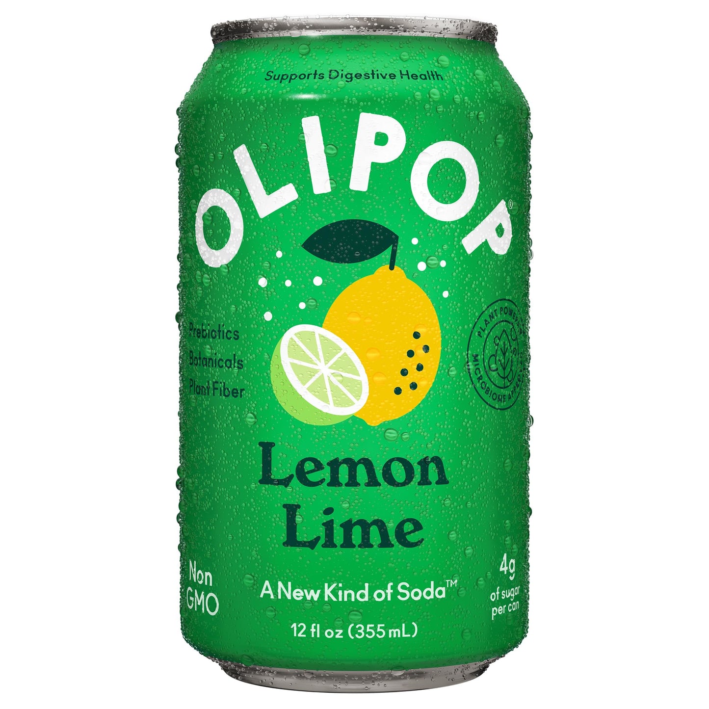 OLIPOP Prebiotic Soda Pop  Lemon Lime  Prebiotics  Botanicals  Plant Fiber  12 fl oz