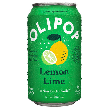 OLIPOP Prebiotic Soda Pop  Lemon Lime  Prebiotics  Botanicals  Plant Fiber  12 fl oz