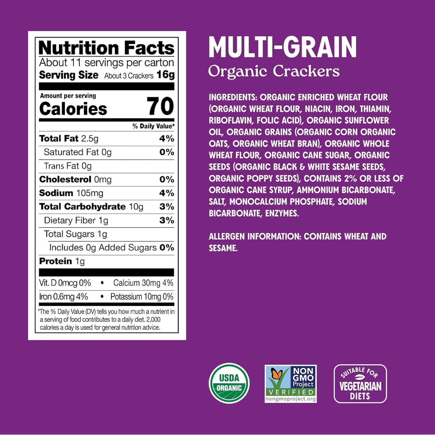 Miltons Organic  ers Variety Bundle - Multi-Grain, Salt & Pepper, Himalayan Salt - 6 Oz, Pack of 3, Certified Organic, Non-GMO