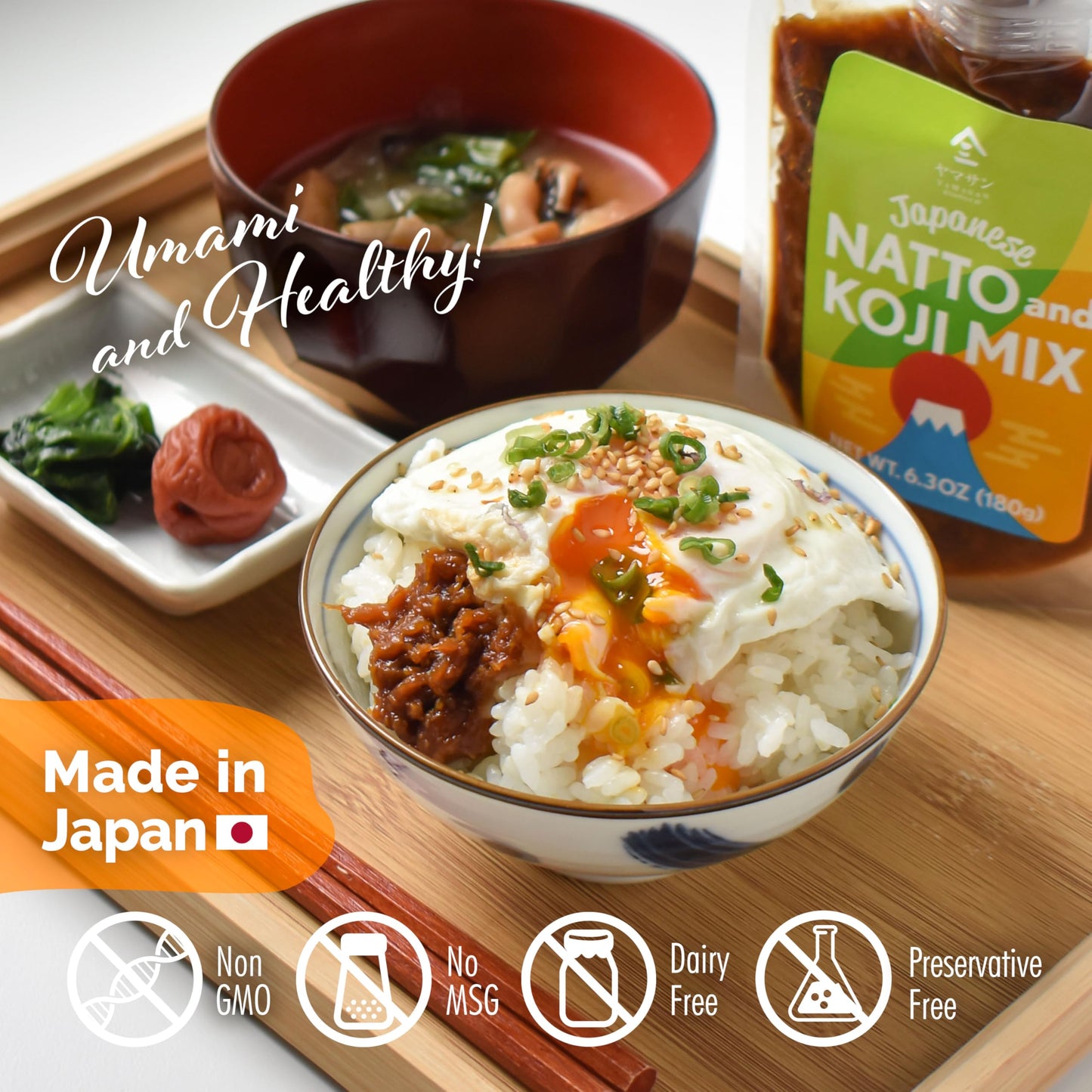 Kyoto Yamasan Uji Japanese Natto And Koji Mix, 2 Fermented Foods In 1, Rich Umami And Healthy, Superfood, Versatile Condiment Fo