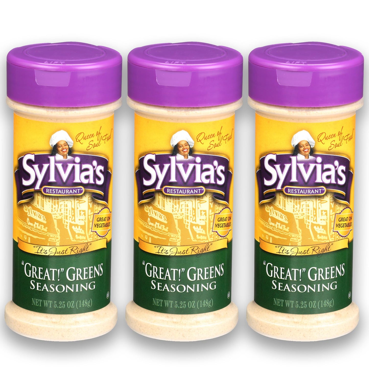 Sylvia's Restaurant Great! Greens Seasoning for Scrumptious Southern Collard Greens, All-purpose Vegetable Seasoning, 5.25oz (Pa