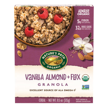 Natures Path Organic Vanilla Almond + Flax Granola, 11.5 oz (Pack of 6), Non-GMO