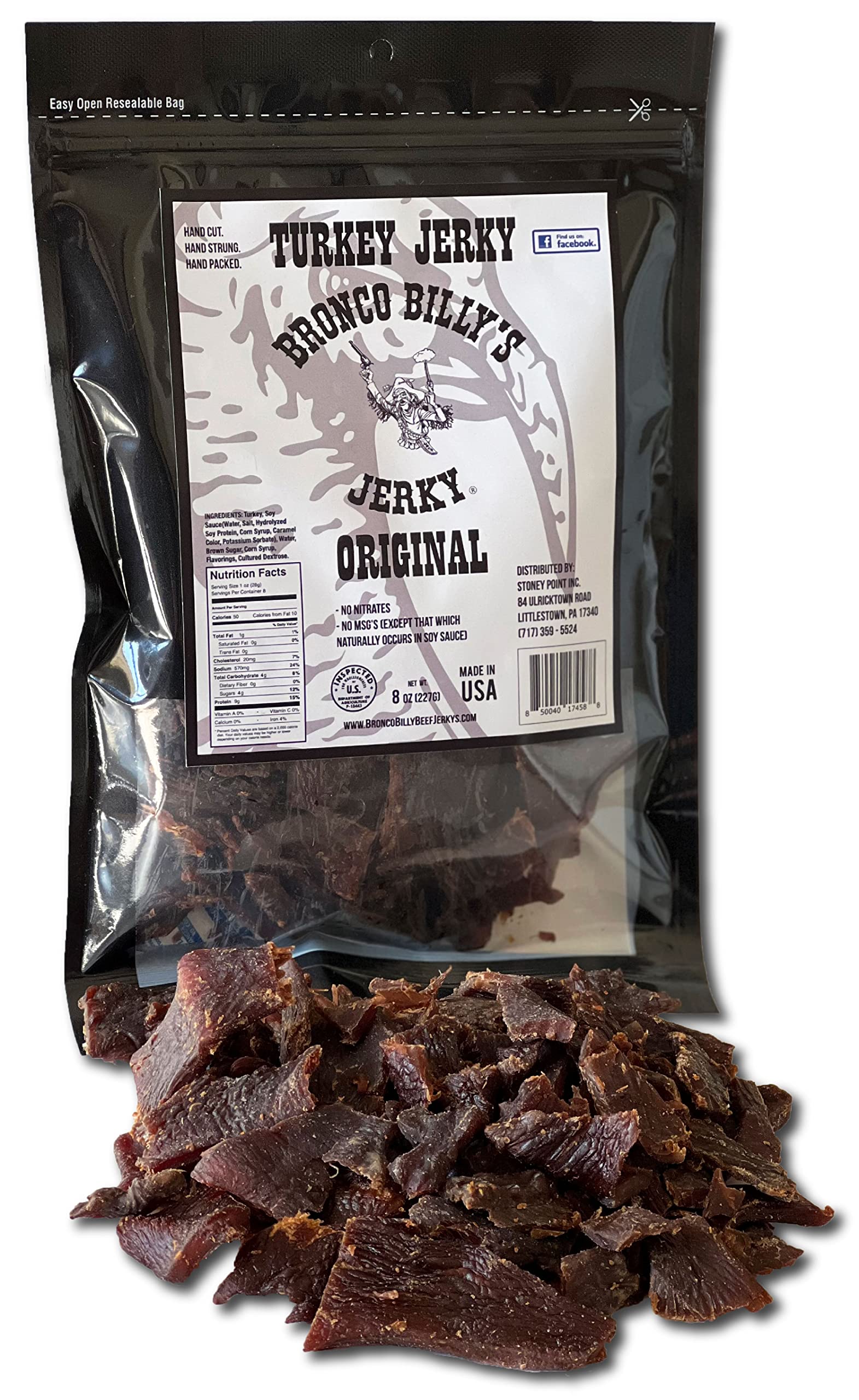 Bronco Billy's Turkey Jerky Original Flavor Half Pound Resealable Bag