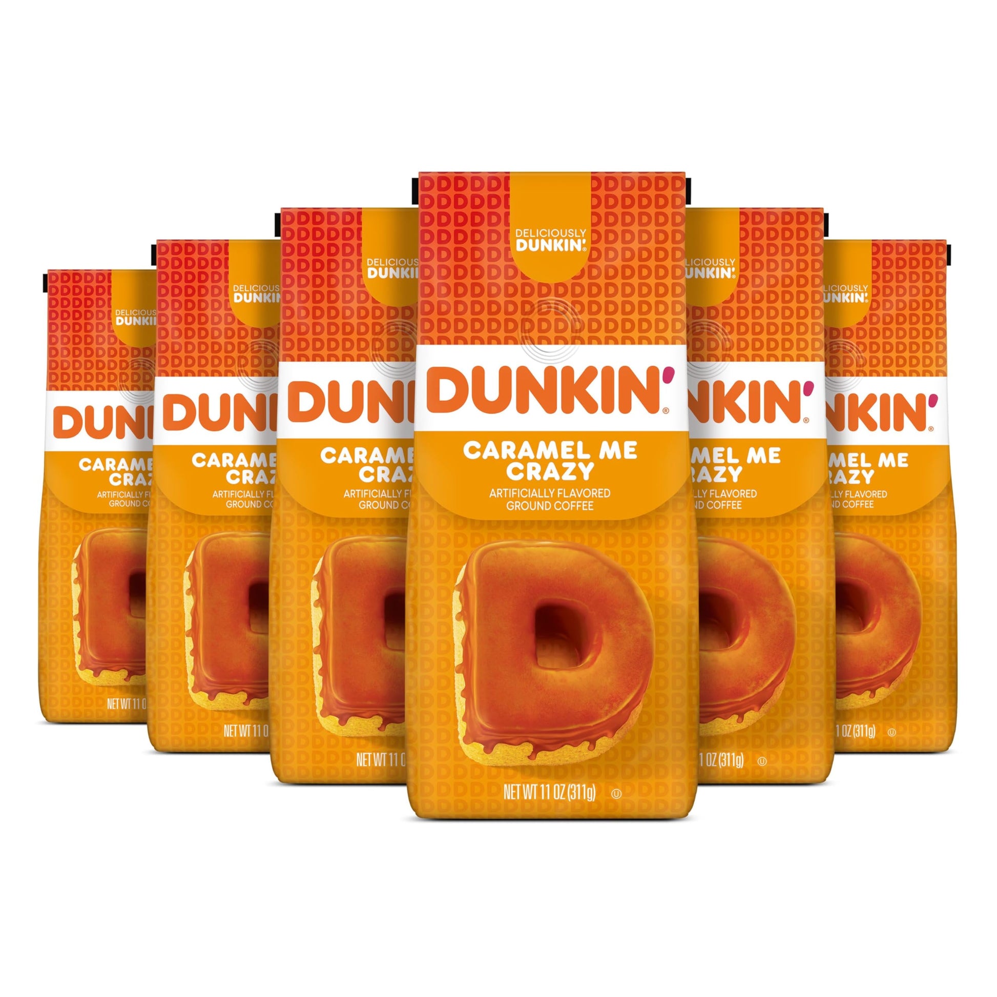Dunkin Caramel Me Crazy Flavored Ground Coffee  11 Ounces (Pack Of 6)
