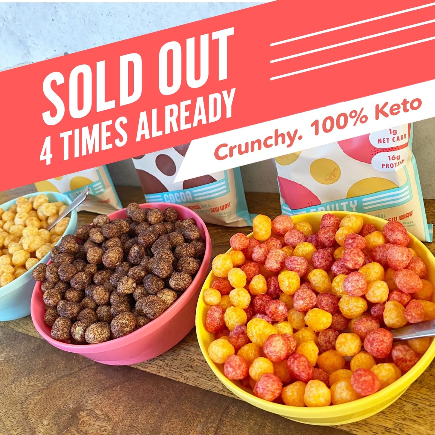 Schoolyard Snacks Keto Cereal - Fruity Flavor |12G Protein, Low Carb, Low Sugar, Low Calories | Gluten-Free, Grain-Free, Keto-Fr