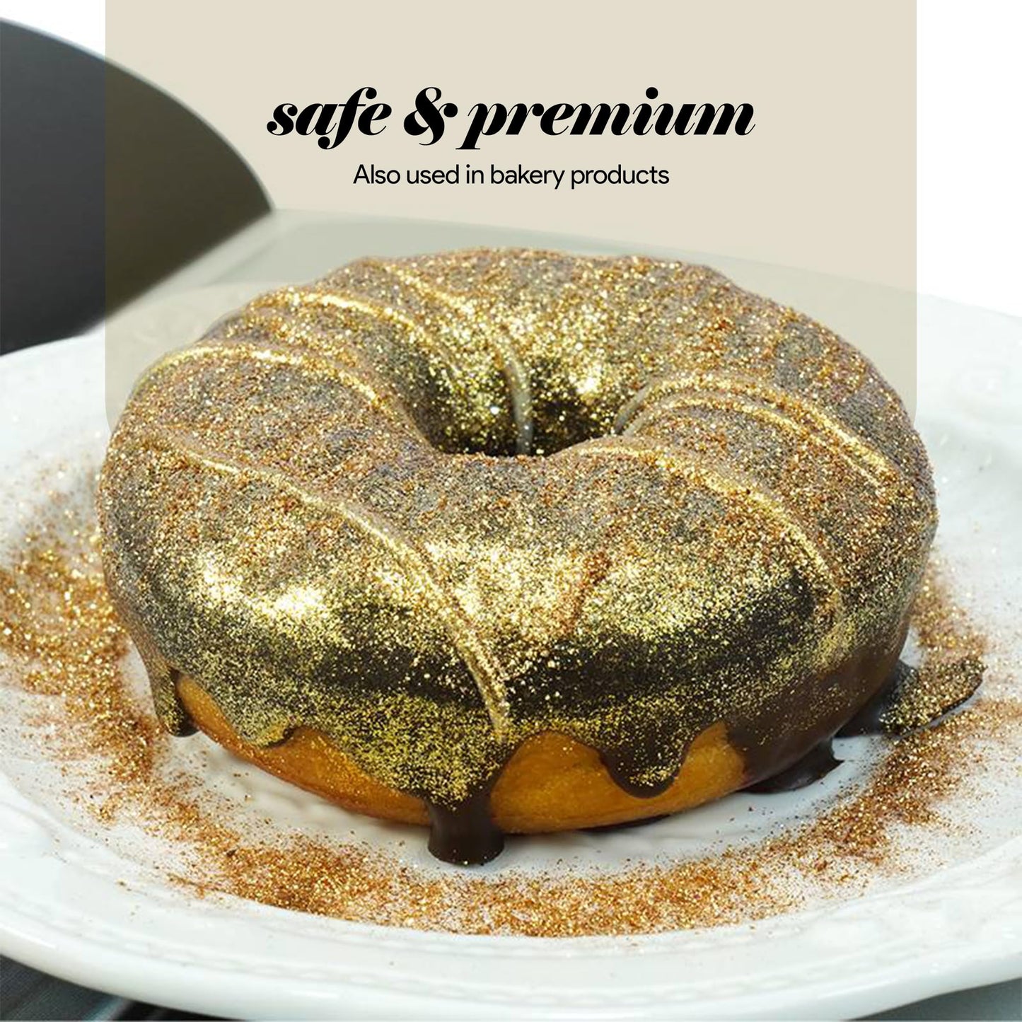 BeePoint Gold Edible Luster Dust - Vibrant Shimmer Powder for Baking, Drinks & Cake Decorating - 15g Dust