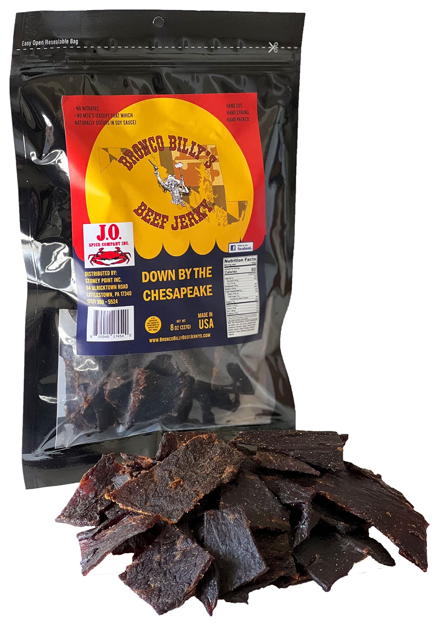 Bronco Billy's Beef Jerky Down By The Chesapeake Half Pound Resealable Bag