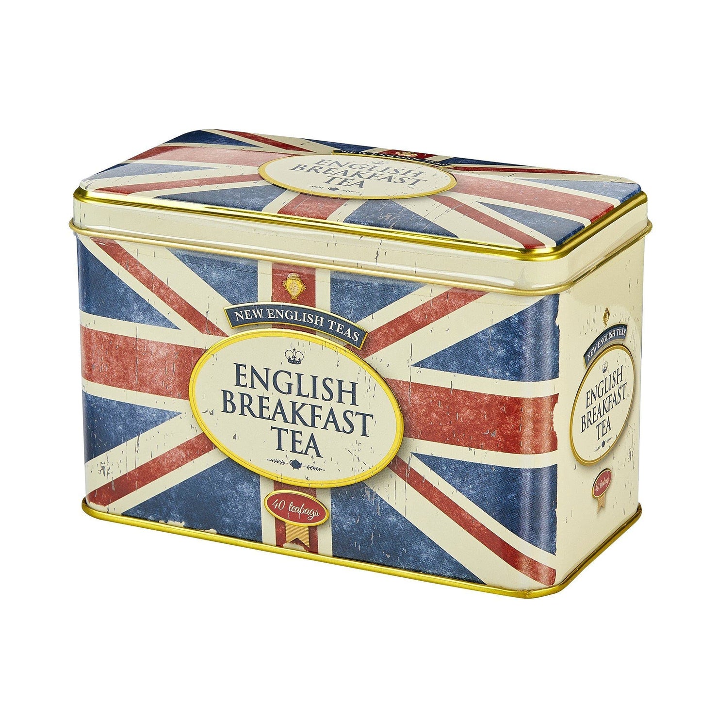 New English Teas Union Jack Tea Tin With 40 English Breakfast Teabags, British Souvenir