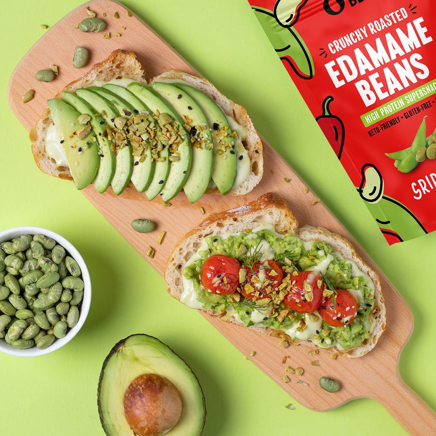 The Only Bean Crunchy Roasted Edamame Snacks Pack (Sriracha), Protein Keto Food, Gluten Free, Asian Japanese Snacks, Hot Spicy S