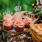 48Pcs 40Th Birthday Cupcake Toppers Glitter Hello 40 Cupcake Topper 40 Fabulous Forty Cupcake Picks For Happy 40Th Birthday Wedd
