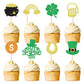 Ercadio St. Patricks Day Cupcake Toppers, Glitter Shamrock Picks, Green Hat Design, 24 Pack, Paper