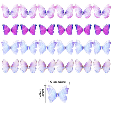 24Pcs Lively 3D Butterfly Cupcake Toppers Double Layer Butterfly Decorations For Girls Women'S Happy Birthday Wedding Party Cake