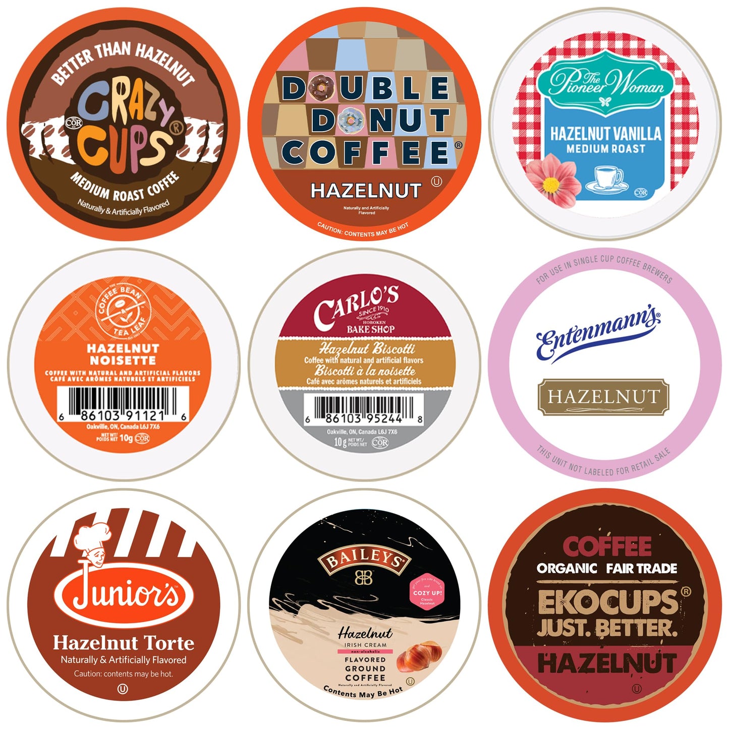 Perfect Samplers Hazelnut Coffee Pods Variety Pack, Medium Roast Coffee For Keurig K Cups Machines, Assorted Hazelnut Coffee Pod