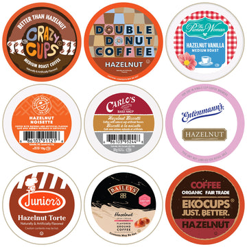 Perfect Samplers Hazelnut Coffee Pods Variety Pack, Medium Roast Coffee For Keurig K Cups Machines, Assorted Hazelnut Coffee Pod