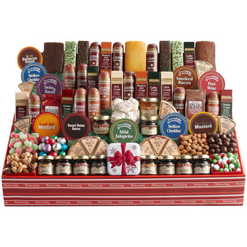 The Swiss Colony 70 All-Time Favorites - Ultimate Gift Basket Summer Sausage Meats, Cheeses, Chocolates, Cookies, Coffee, Spread