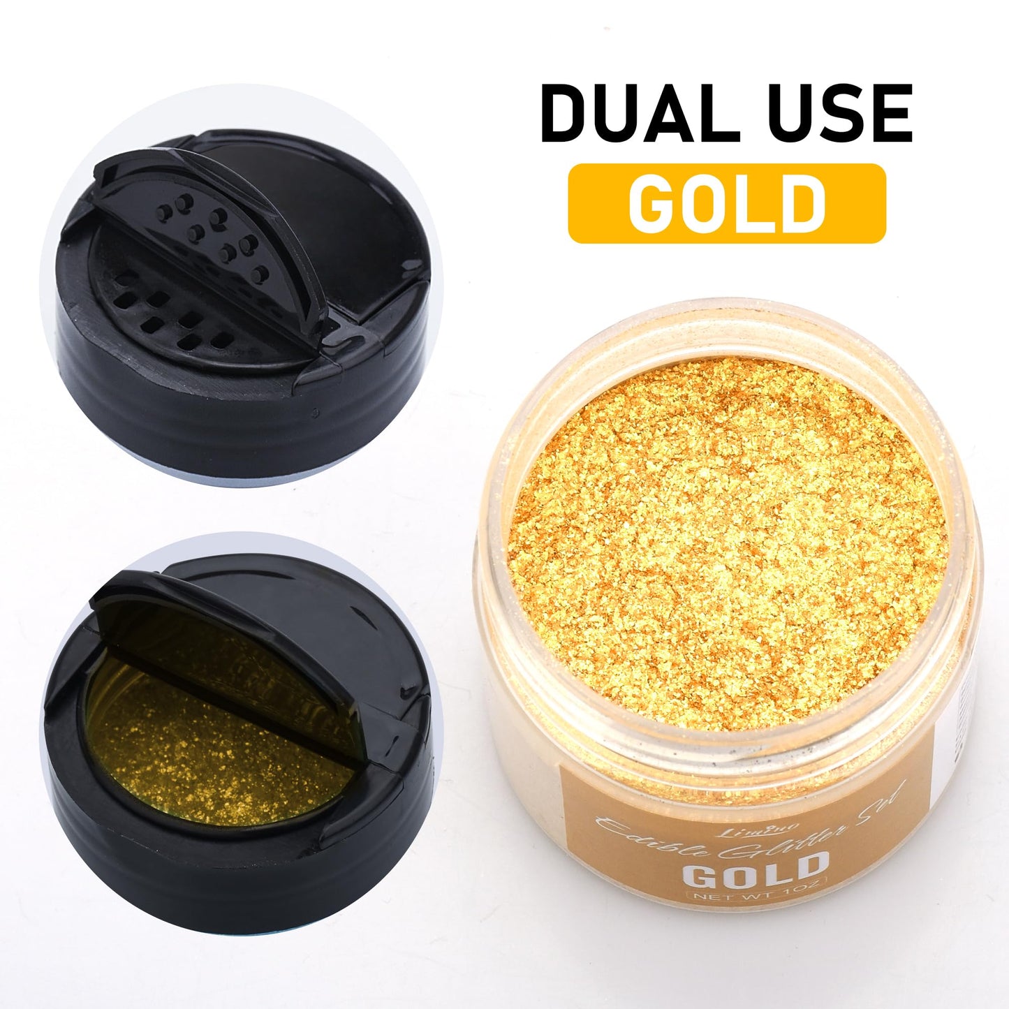 Limino Edible Glitter - 30g Gold Luster Dust for Baking, Cake Decorating, and Drinks