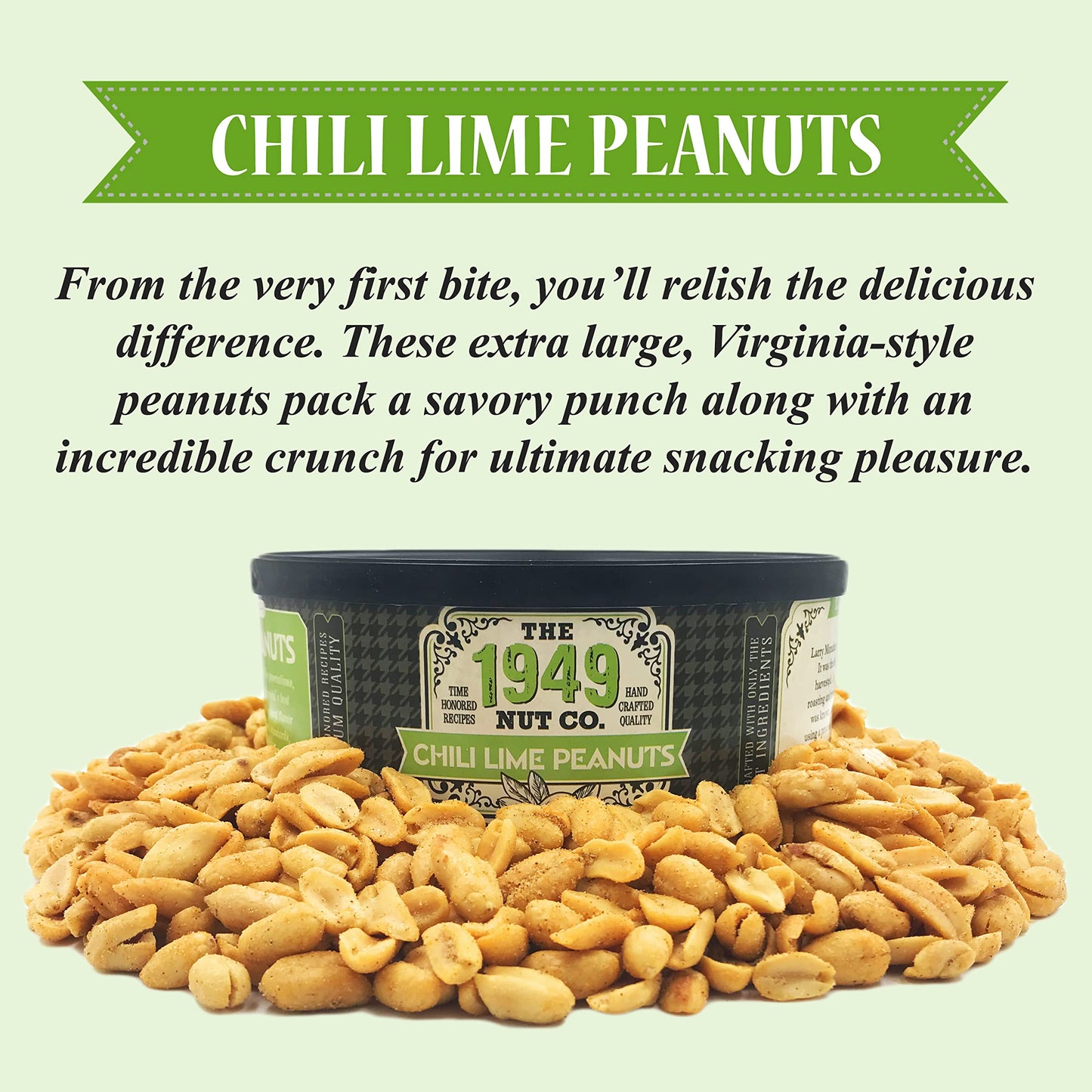 The 1949 Nut Co. Chili Lime Virginia Peanuts, Oil Roasted, Spicy, Extra-Large, 20 oz Can