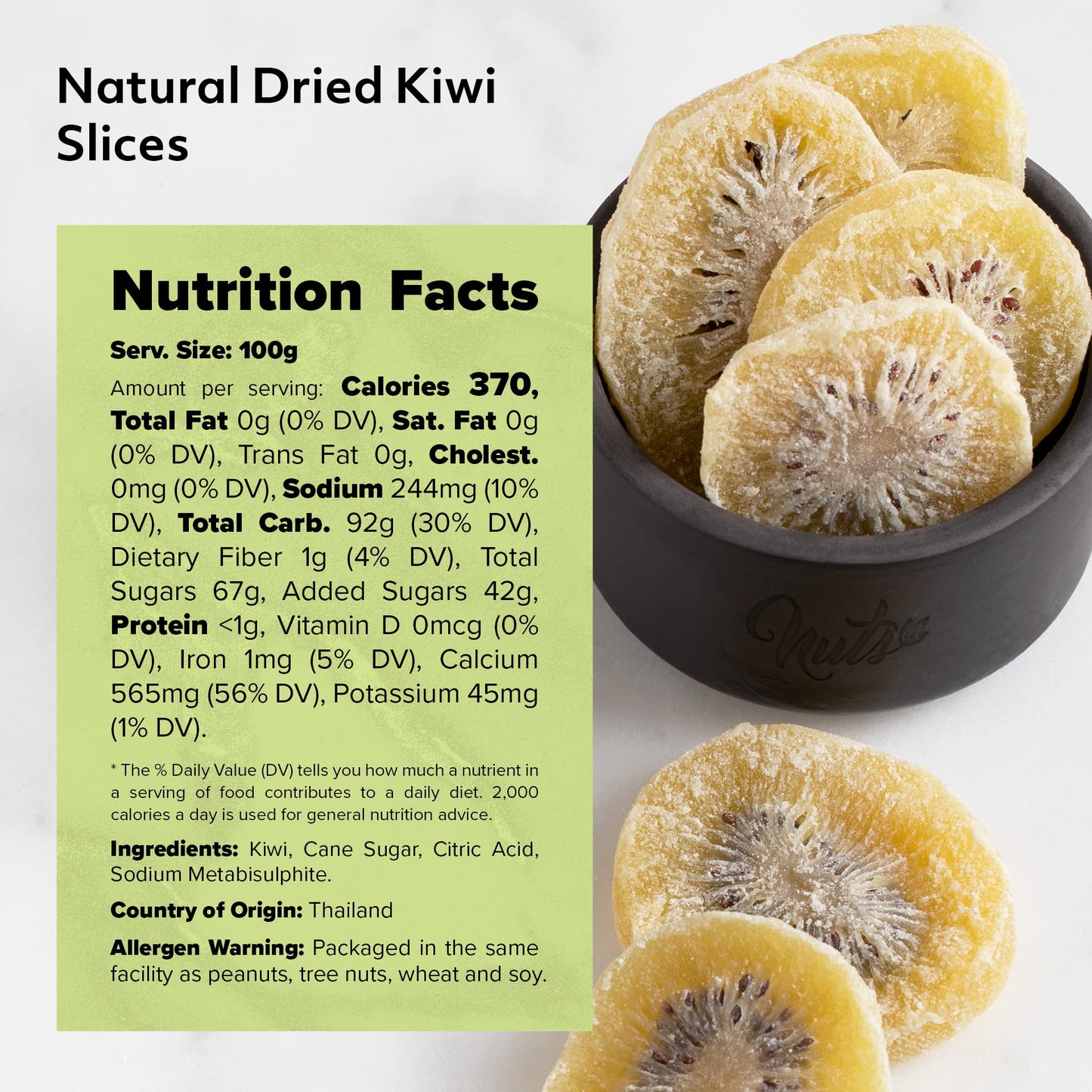 Nuts U.S. - Dried Kiwi Slices | No Artificial Colors | Non-Gmo | Gluten Free | 100% Natural | Packed In A Resealable Bag!!! (4 L