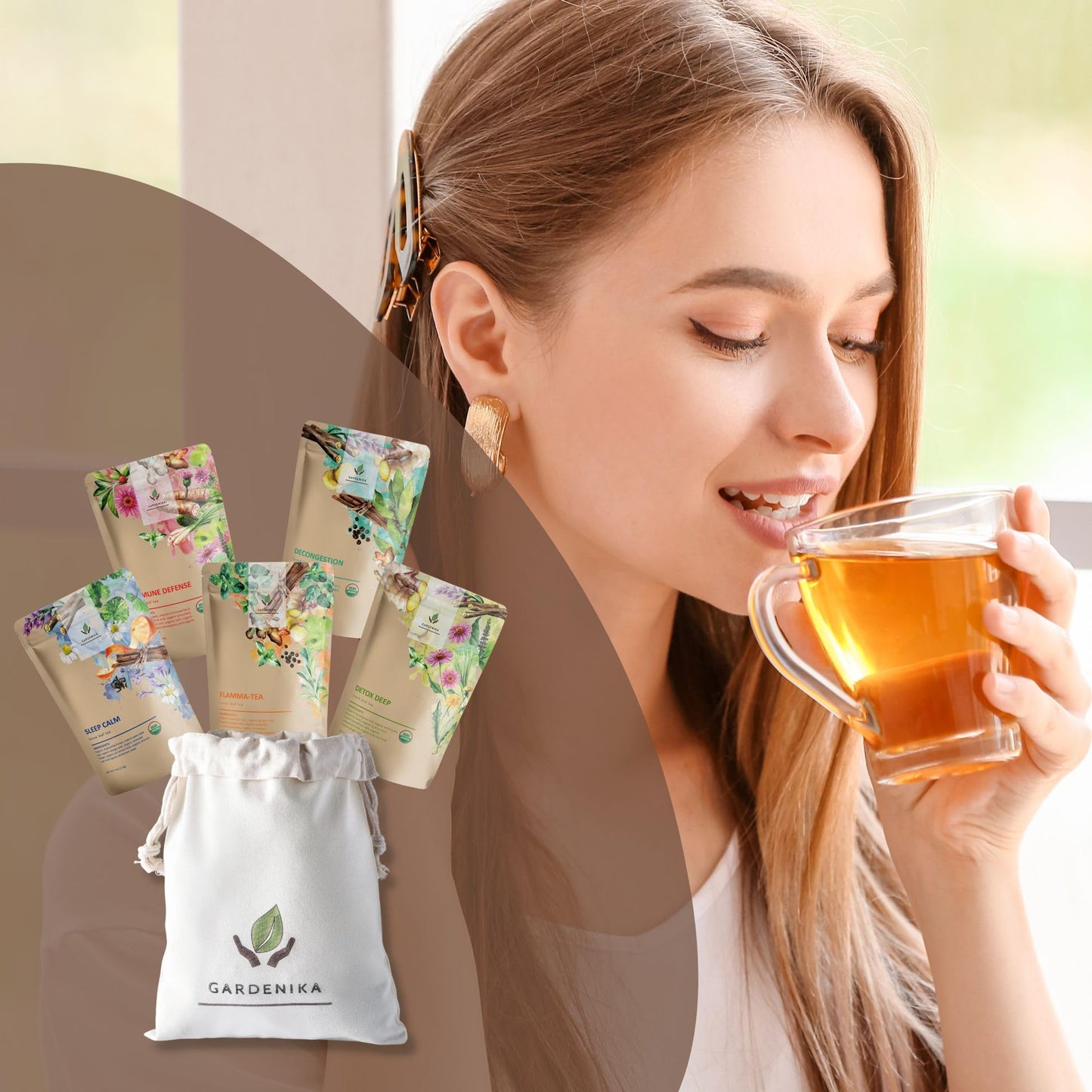 Gardenika Organic Herbal Tea Sampler - Caffeine-Free, Ayurvedic, 6 Piece Set
