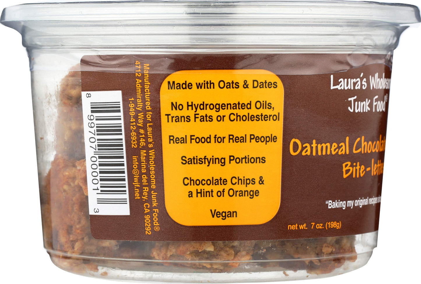 Lauras Wholesome Junk Food Cookies - Oatmeal Chocolate Chip - 7 Oz - Case Of 6