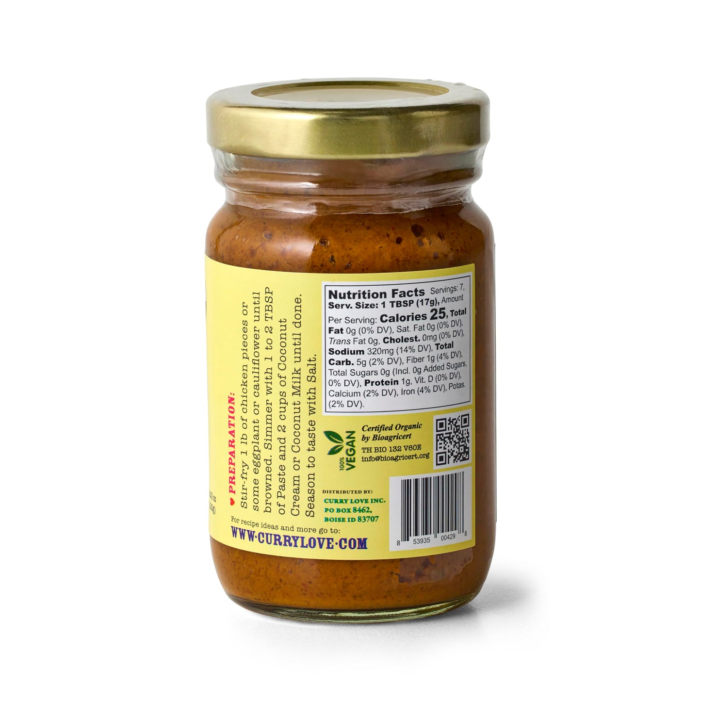 MIKES ORGANIC CURRY LOVE Organic Yellow Thai Curry Paste, 4.23 Ounce Jar, Authentic & Premium, Made in Thailand