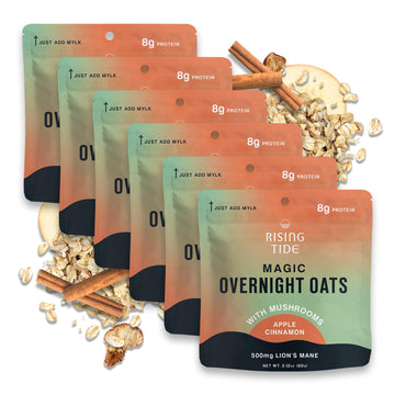 Mushroom Overnight Oats [6 Servings] - Apple Cinnamon Flavored Organic Oatmeal Made With Premium Grade Mushrooms - Lion'S Mane,